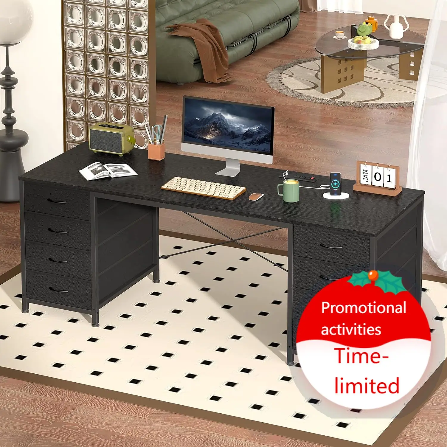 60 Inch Computer Desk with 8 D - Home Office L Shaped Desk review and price