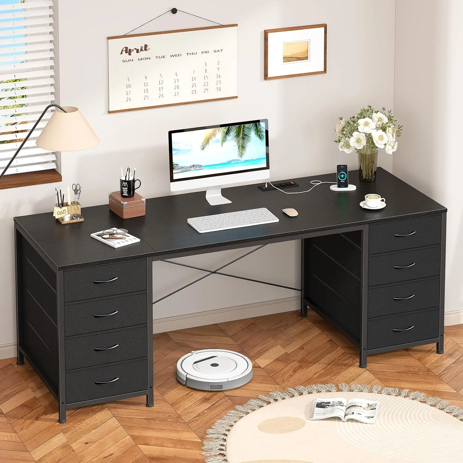 60 Inch Computer Desk with 8 D - Home Office L Shaped Desk review and price