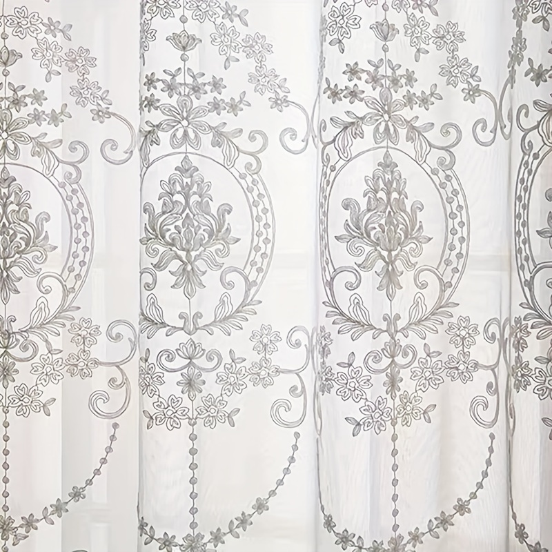 1pc White Embroidered Sheer Cu - Home Office Inspiration review and price