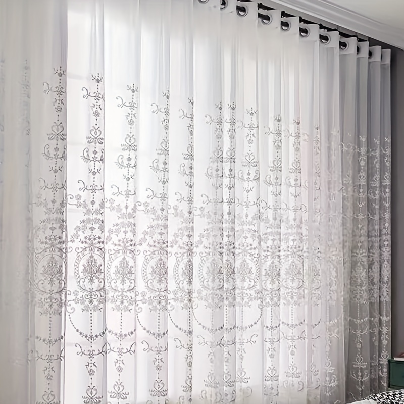 1pc White Embroidered Sheer Cu - Home Office Inspiration review and price