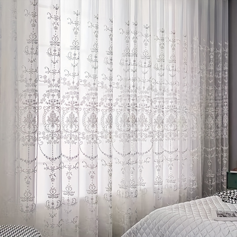 1pc White Embroidered Sheer Cu - Home Office Inspiration review and price