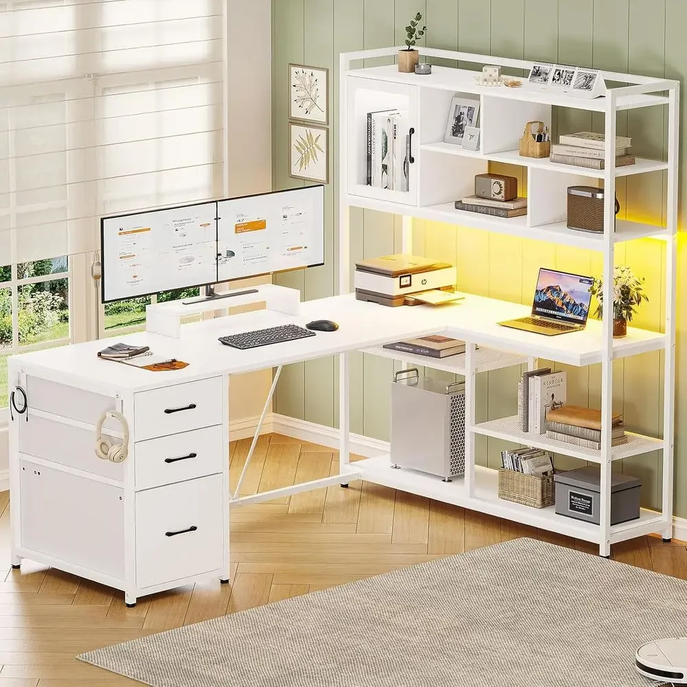 58 L-Shaped Desk with Storage, - Home Office L Shaped Desk review and price
