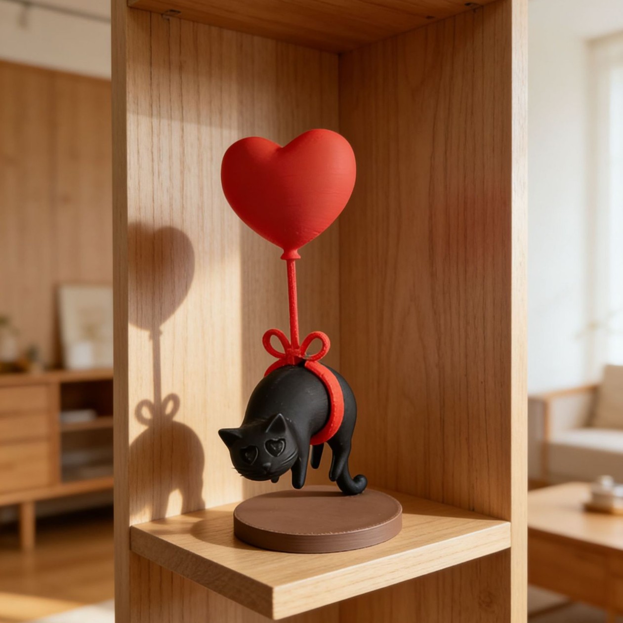 Floating Cat w/ Heart Balloon  - Home Office Bookshelves review and price