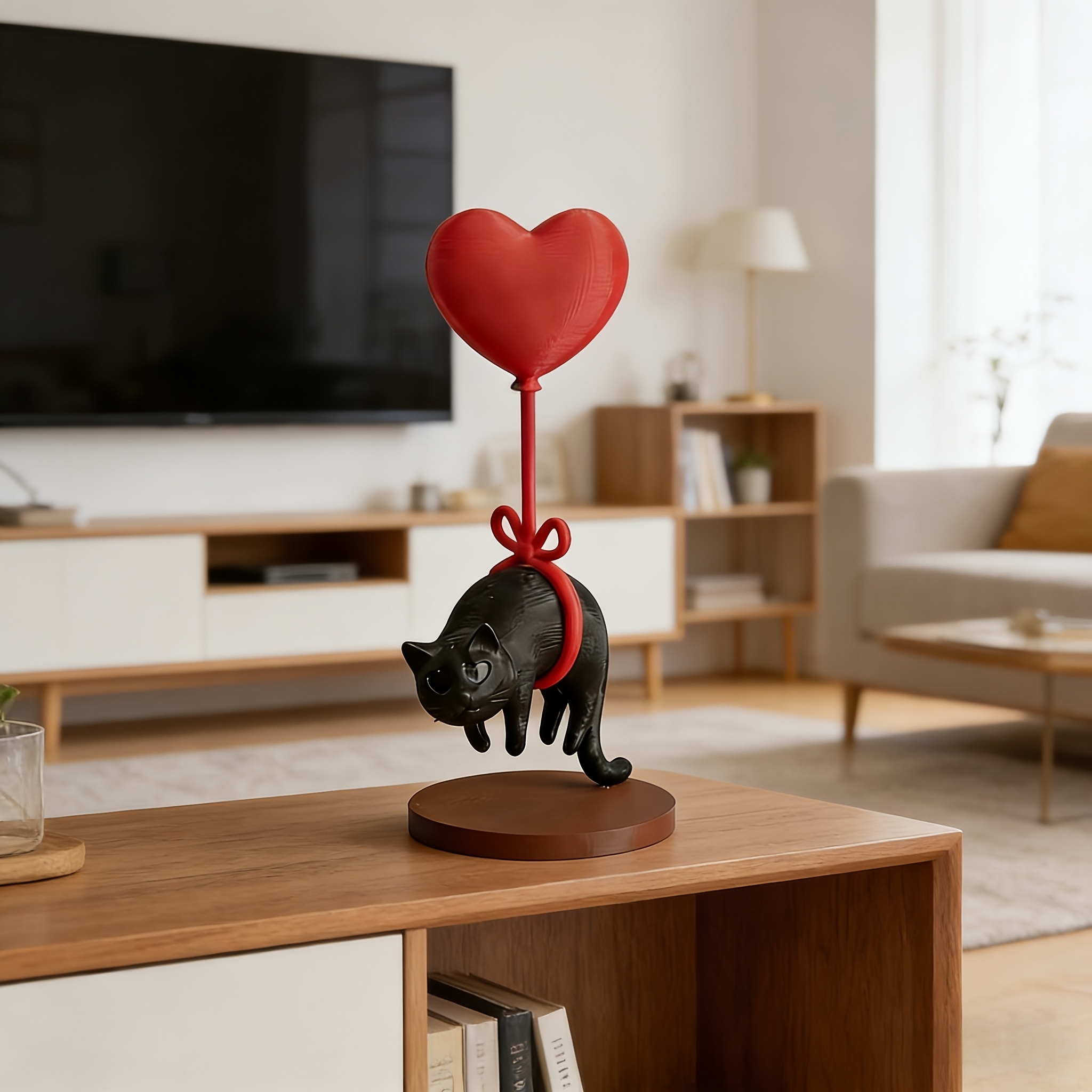 Floating Cat w/ Heart Balloon  - Home Office Bookshelves review and price