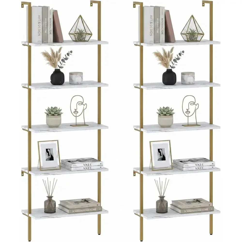 5-Tier White Marble Wall-Mount - Home Office Bookshelves review and price
