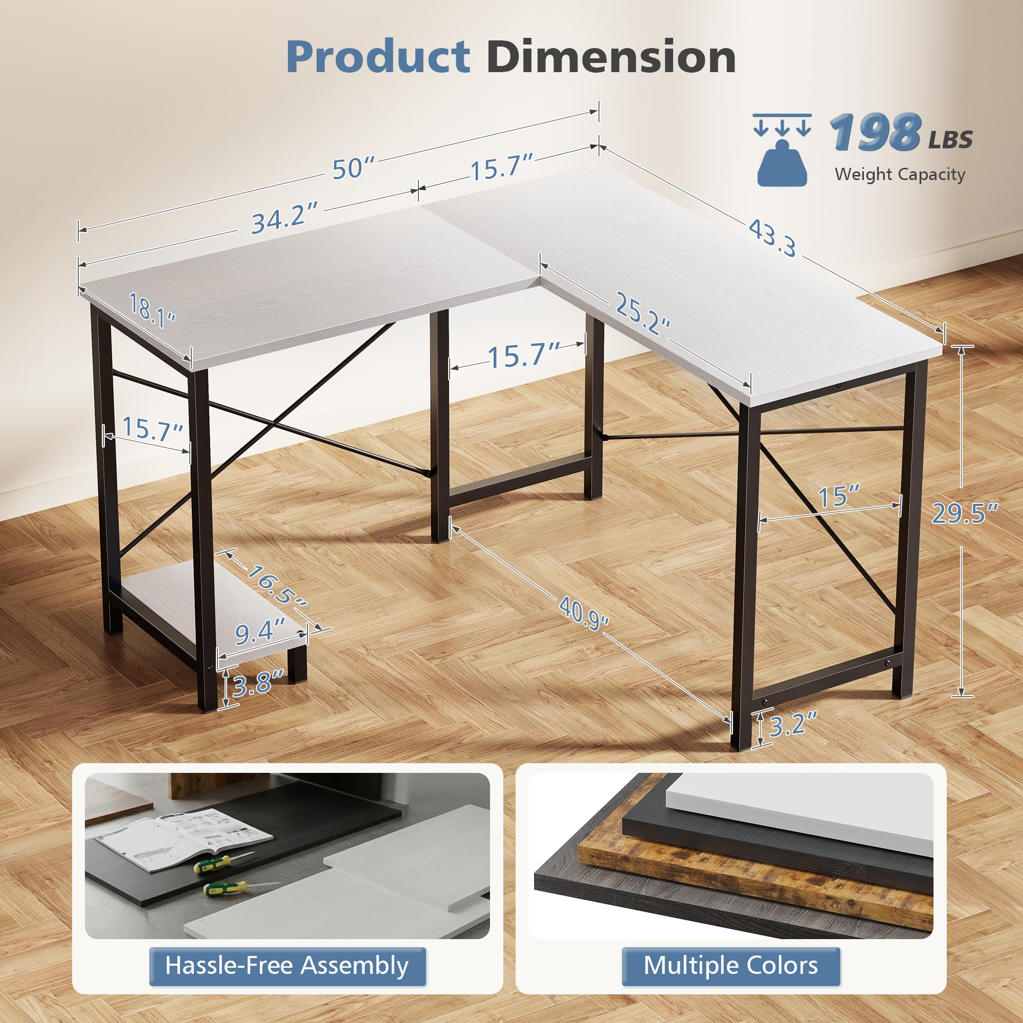 JHK 50 Inch L Shaped Desk Comp - Home Office L Shaped Desk review and price