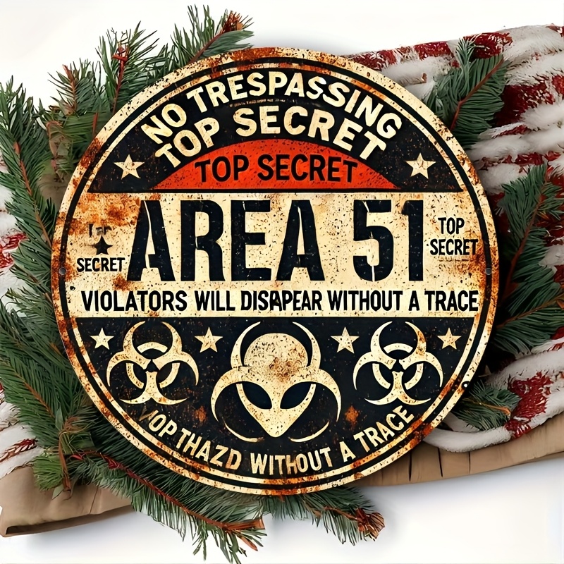Vintage Area 51 Metal Wall Sig - Home Office Or review and price