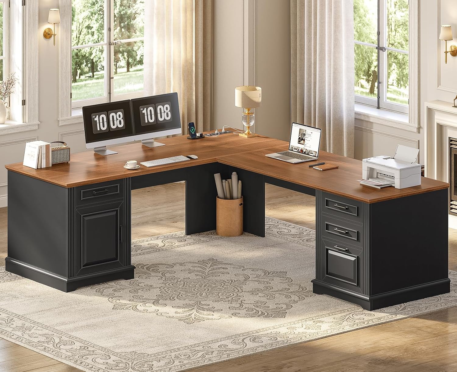 L Shaped Executive Desk with D - Home Office L Shaped Desk review and price