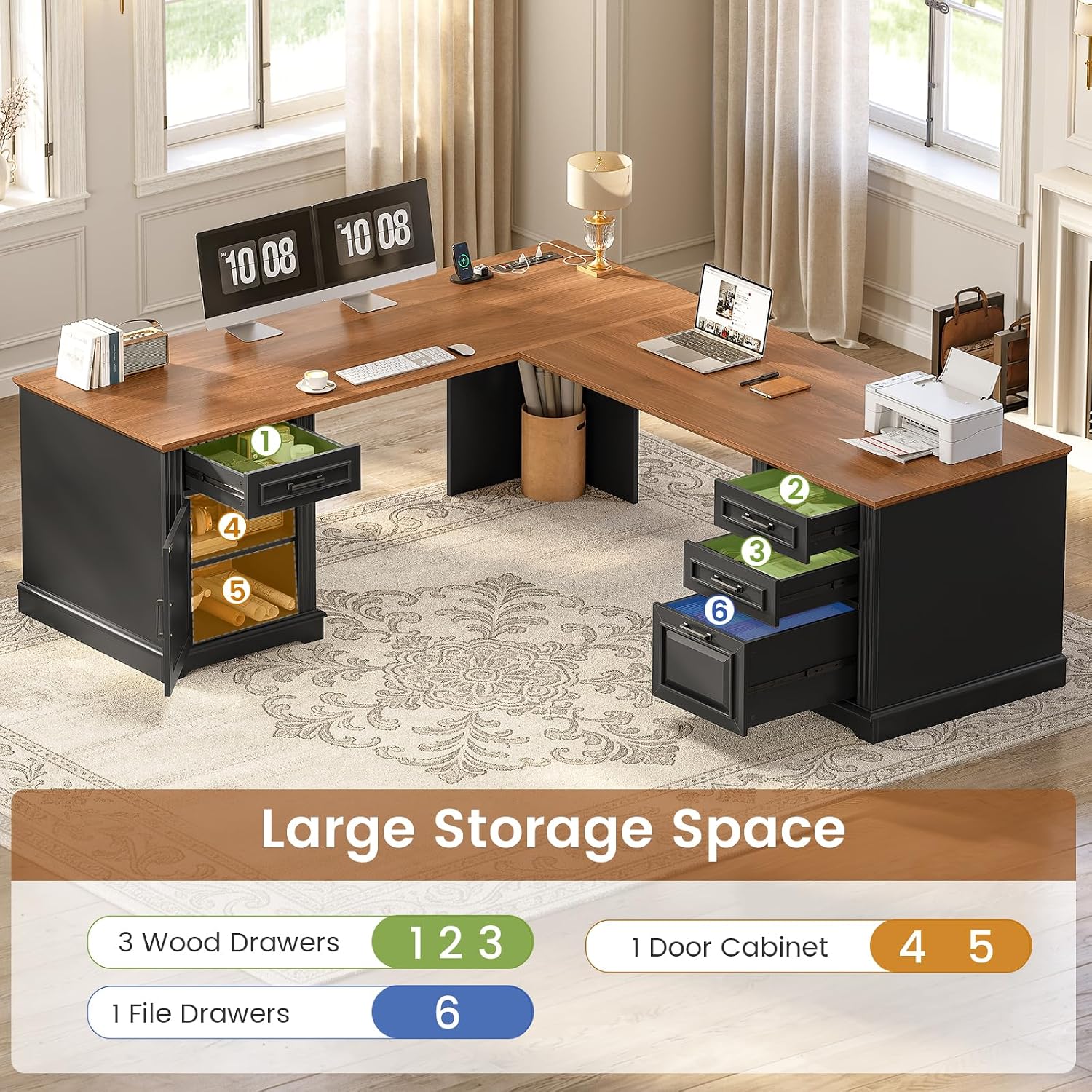 L Shaped Executive Desk with D - Home Office L Shaped Desk review and price