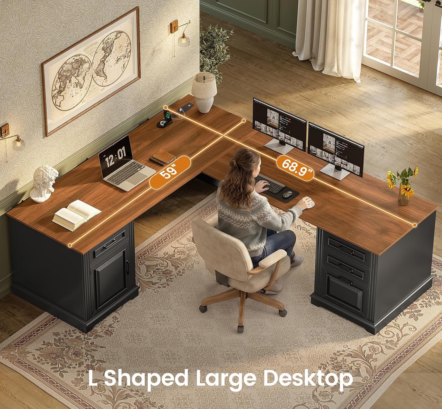 L Shaped Executive Desk with D - Home Office L Shaped Desk review and price