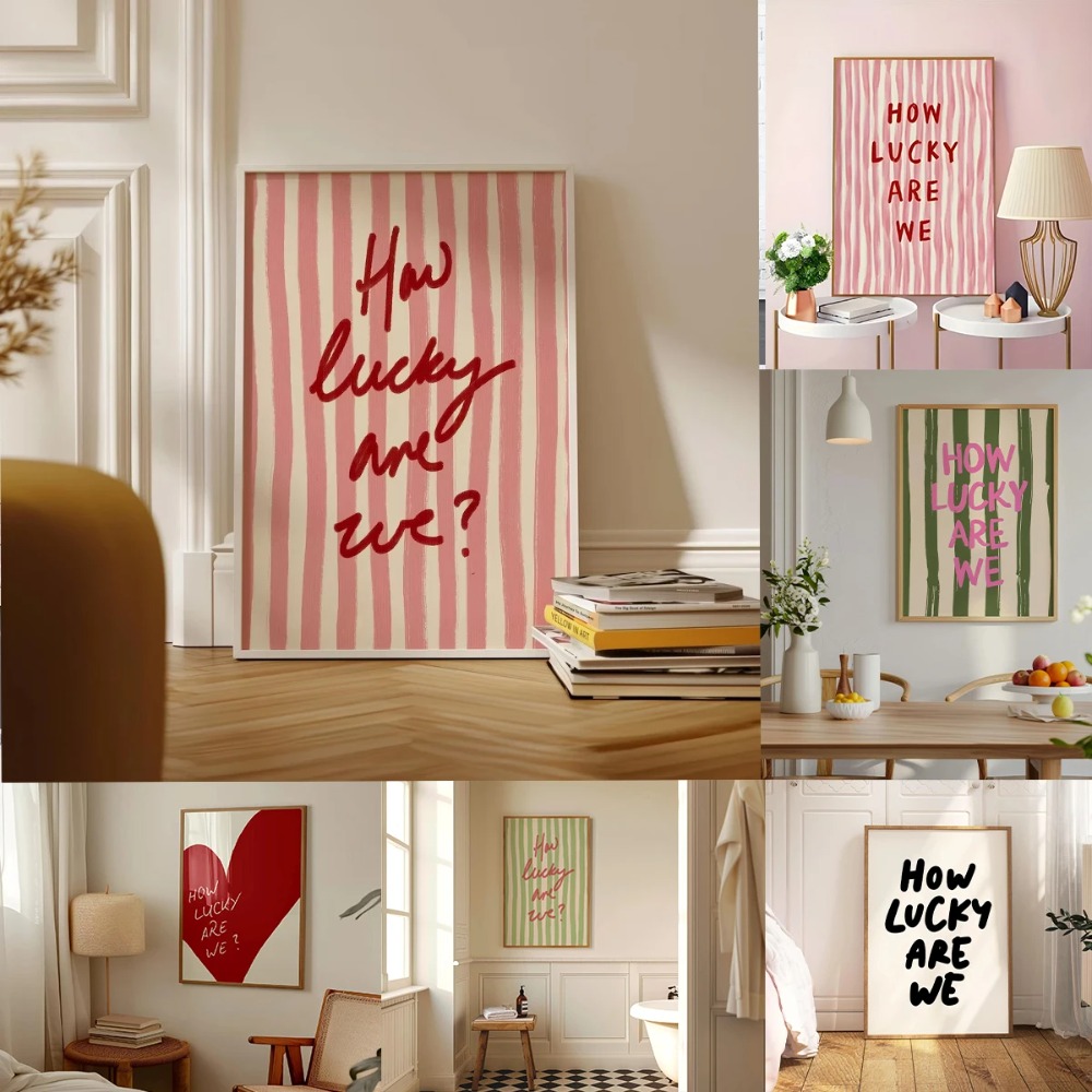How Lucky Are We Pink Red Stri - Home Office Inspiration review and price