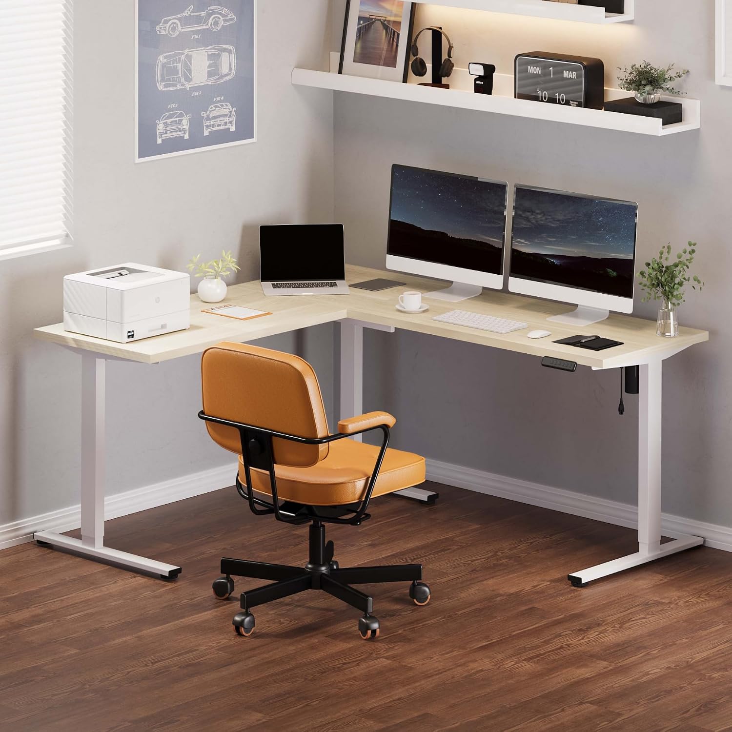 71 x 63 Reversible L-Shaped El - Standing Desk Electric review and price