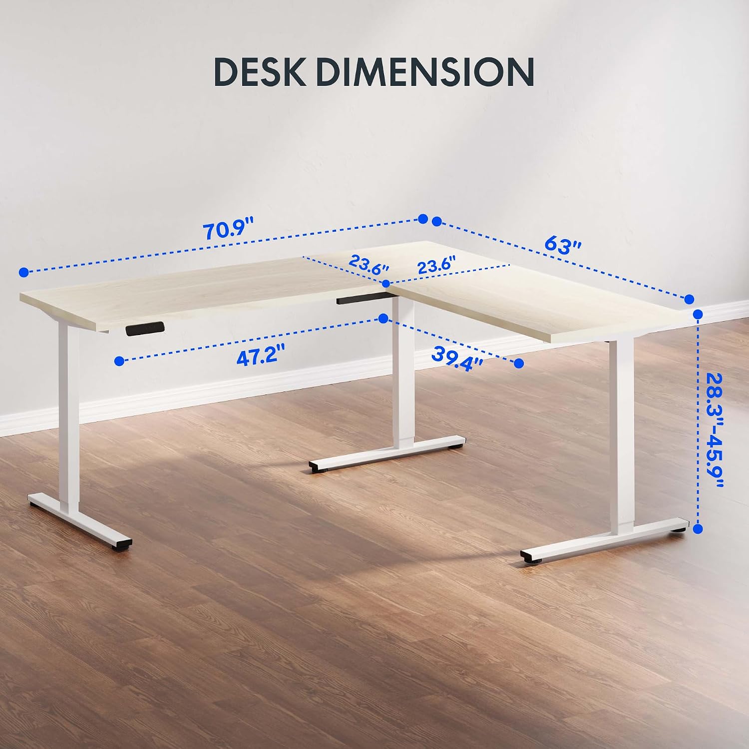 71 x 63 Reversible L-Shaped El - Standing Desk Electric review and price