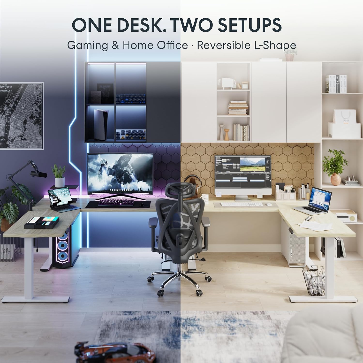 71 x 63 Reversible L-Shaped El - Standing Desk Electric review and price