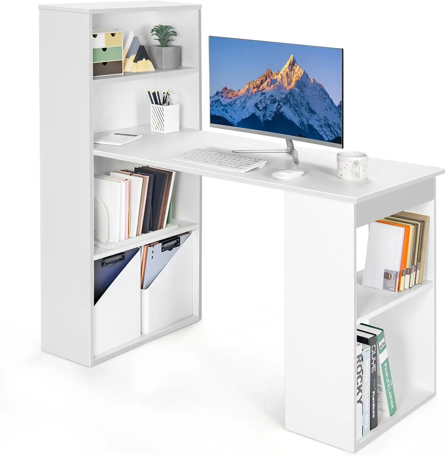 48 Inch Computer Desk with Boo - Home Office Bookshelves review and price