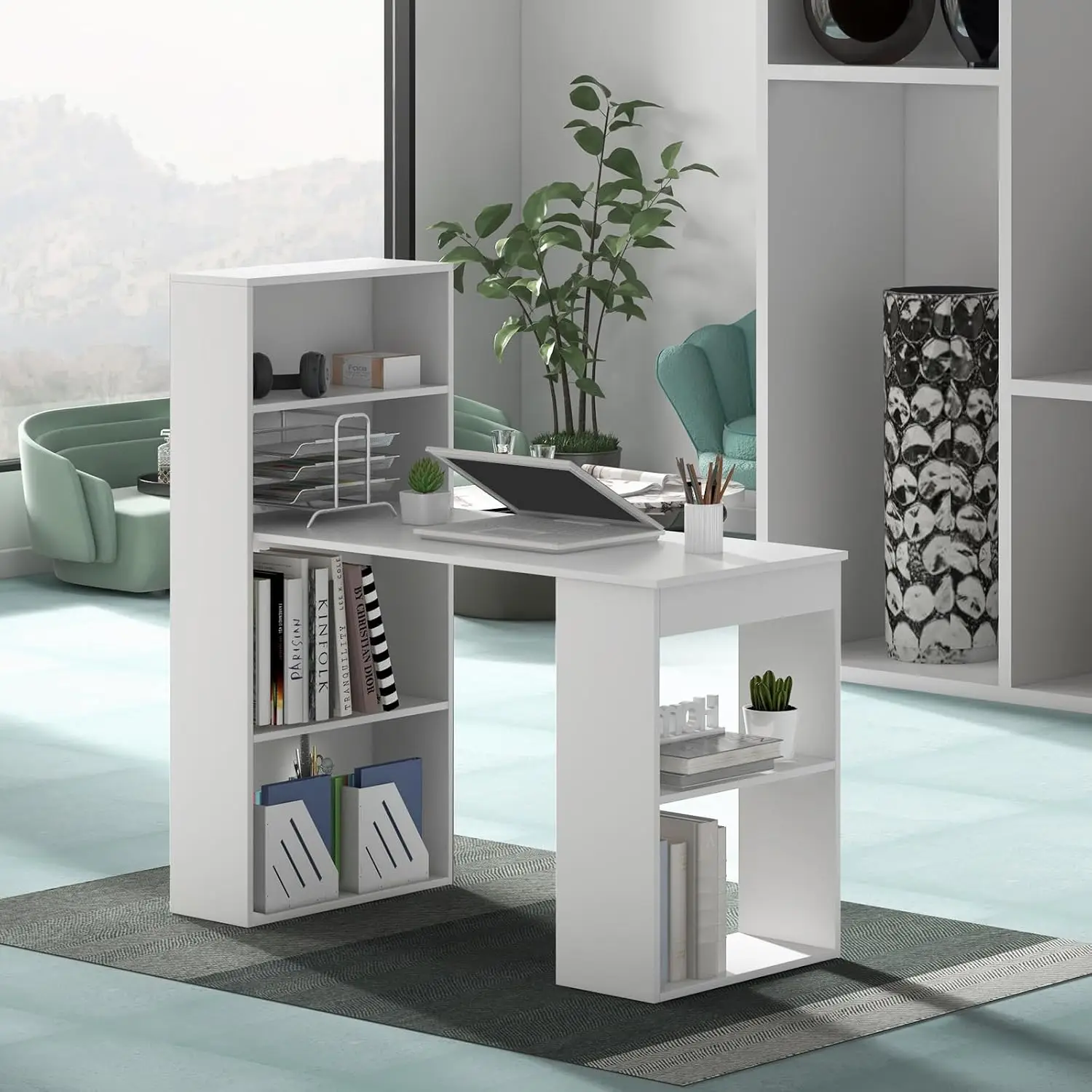 48 Inch Computer Desk with Boo - Home Office Bookshelves review and price