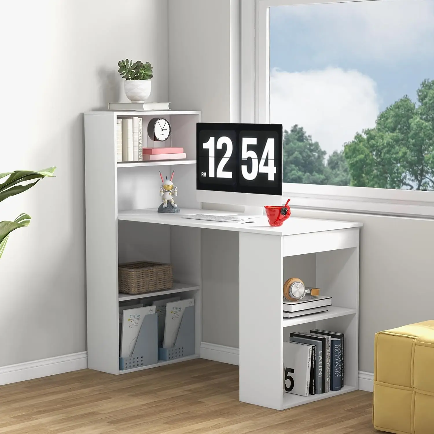 48 Inch Computer Desk with Boo - Home Office Bookshelves review and price